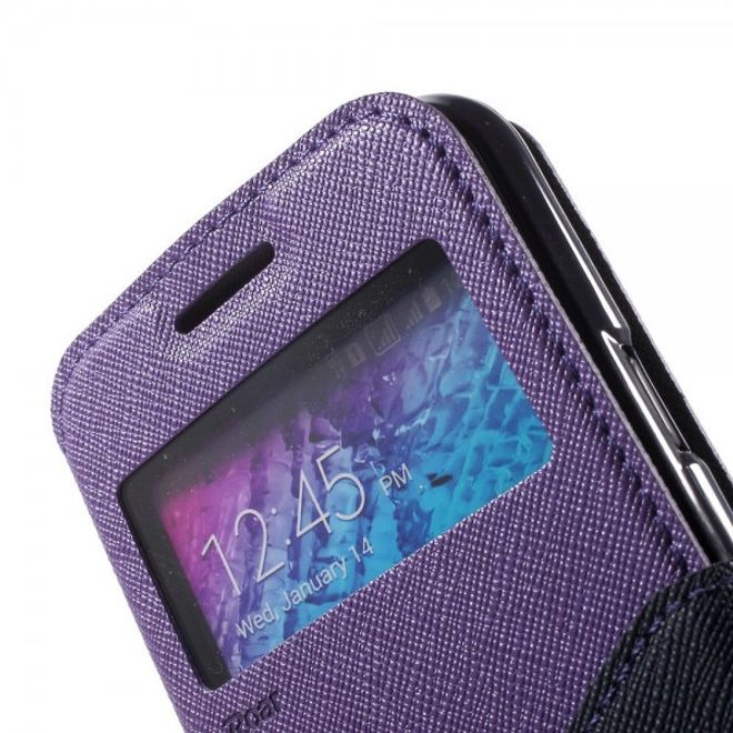 Samsung Galaxy J1 Roar Korea Leder Case mit kleinem Fenster - purpur