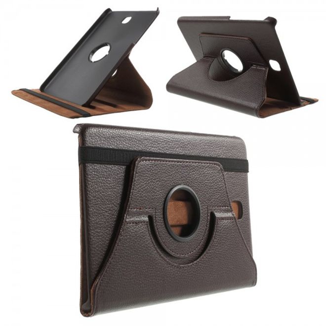 Samsung Galaxy Tab A 8.0 (T350) 360° rotierbares Leder Case mit Litchitextur - kaffeefarben