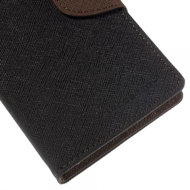 Goospery - Sony Xperia M4 Aqua Hülle - Handy Bookcover - Fancy Diary Series - schwarz/braun