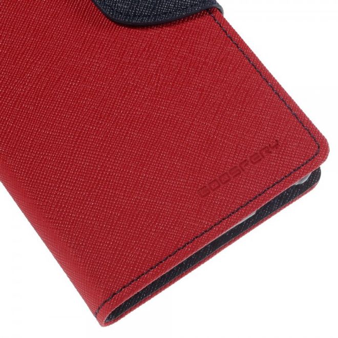 Goospery - Sony Xperia M4 Aqua Hülle - Handy Bookcover - Fancy Diary Series - rot/navy