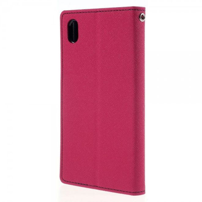 Goospery - Sony Xperia M4 Aqua Hülle - Handy Bookcover - Fancy Diary Series - pink/navy