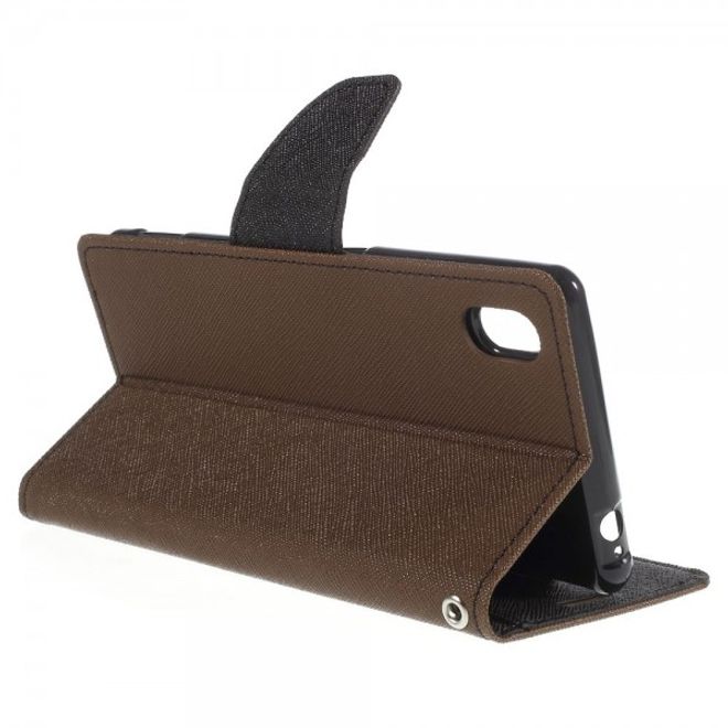 Goospery - Sony Xperia M4 Aqua Hülle - Handy Bookcover - Fancy Diary Series - braun/schwarz