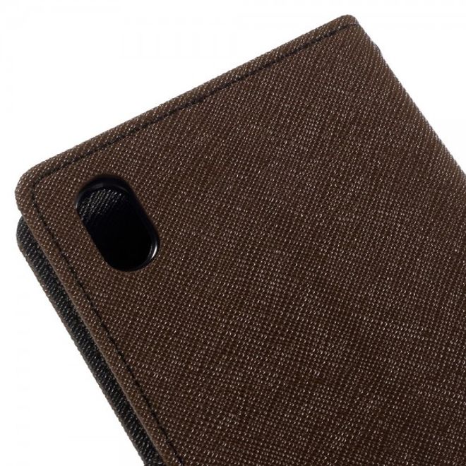 Goospery - Sony Xperia M4 Aqua Hülle - Handy Bookcover - Fancy Diary Series - braun/schwarz