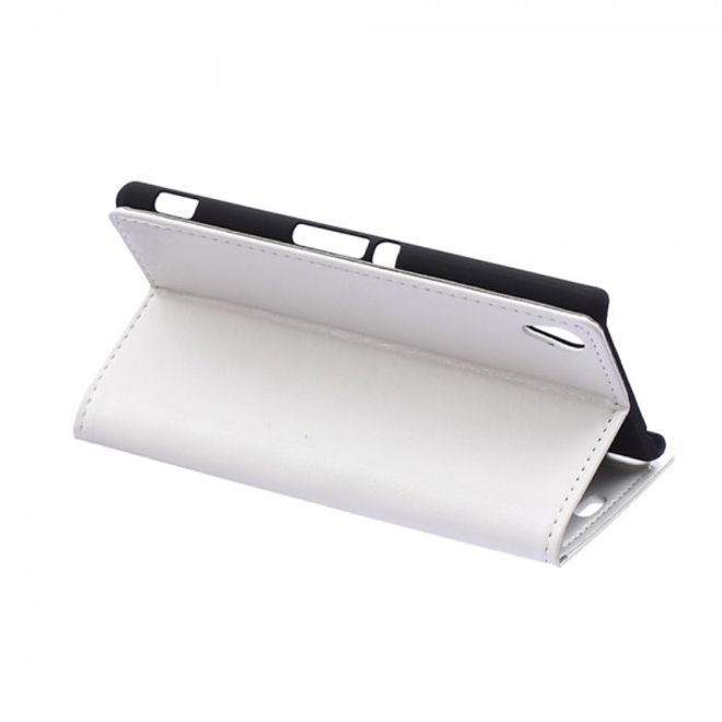 Sony Xperia M4 Aqua Schickes Crazy Horse Leder Case - weiss