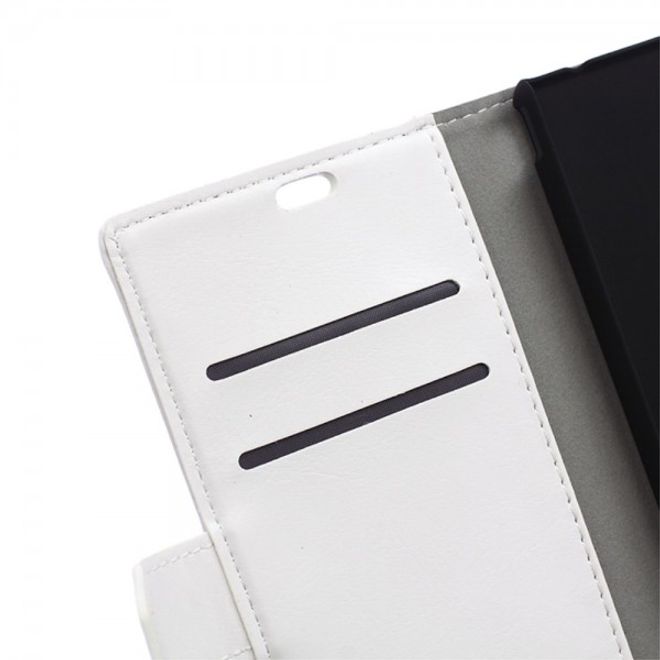 Sony Xperia M4 Aqua Schickes Crazy Horse Leder Case - weiss