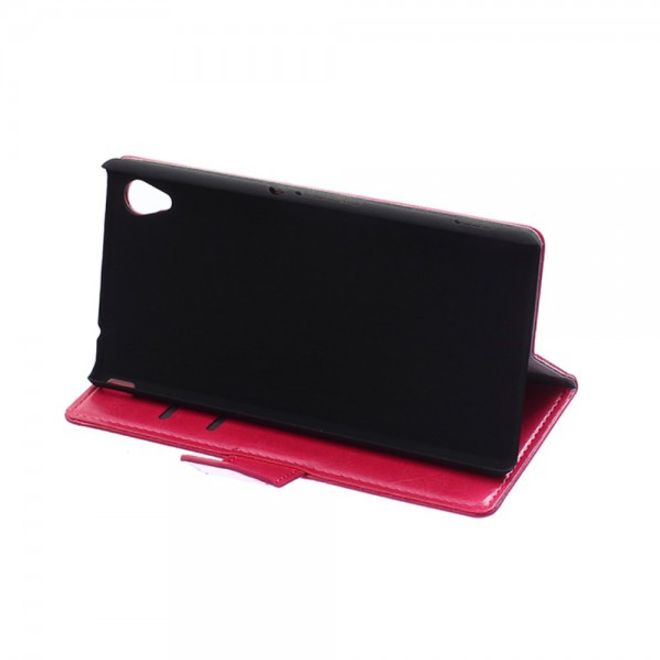 Sony Xperia M4 Aqua Schickes Crazy Horse Leder Case - rosa