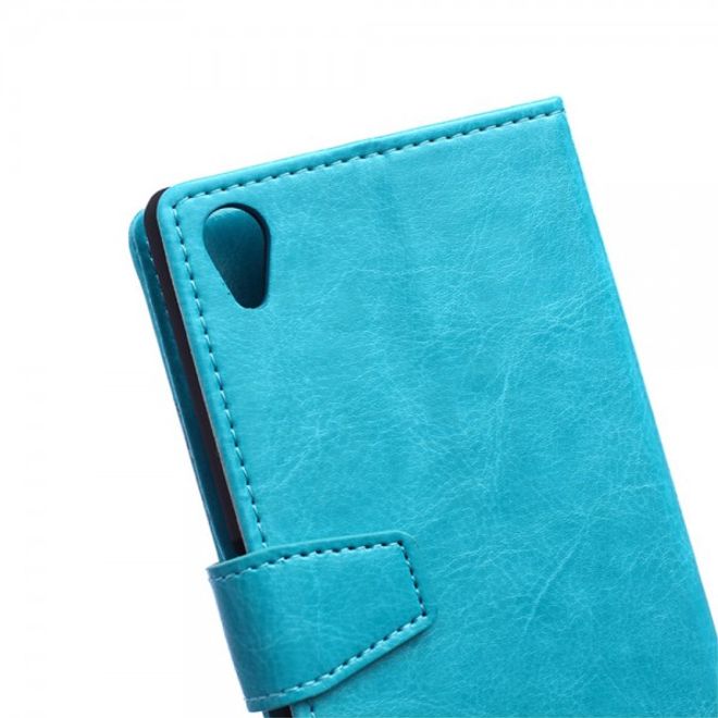 Sony Xperia M4 Aqua Schickes Crazy Horse Leder Case - blau