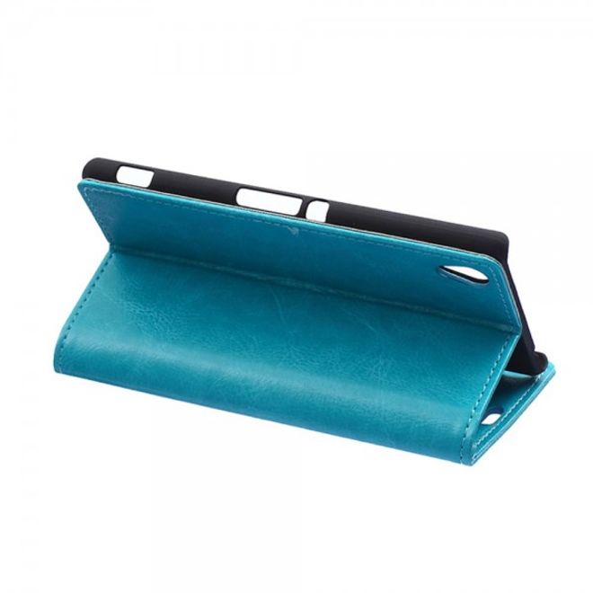 Sony Xperia M4 Aqua Schickes Crazy Horse Leder Case - blau