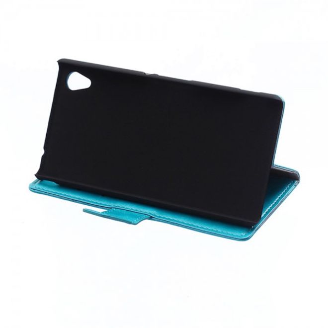 Sony Xperia M4 Aqua Schickes Crazy Horse Leder Case - blau
