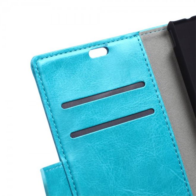 Sony Xperia M4 Aqua Schickes Crazy Horse Leder Case - blau