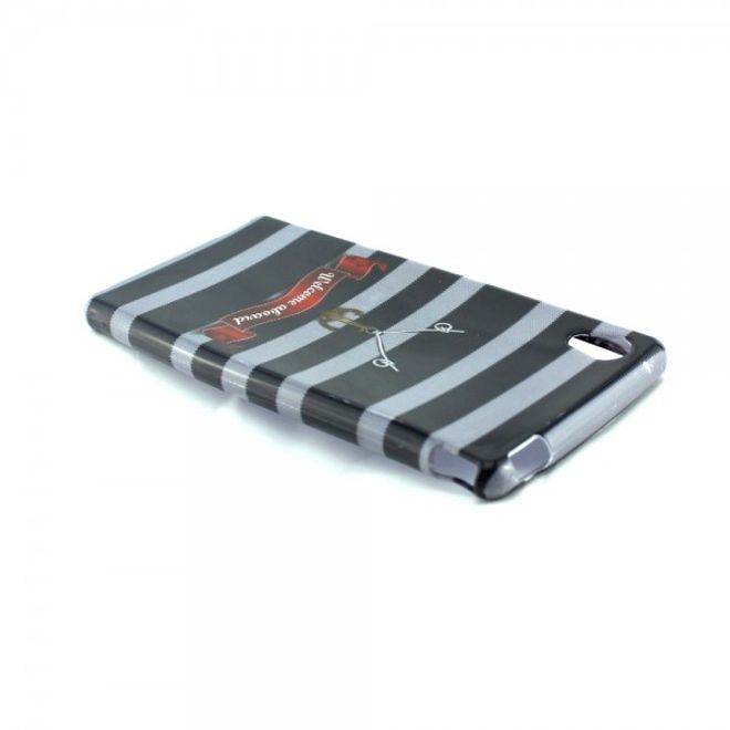 Sony Xperia M4 Aqua Elastisches, leicht glänzendes Plastik Case mit Anker und Streifen