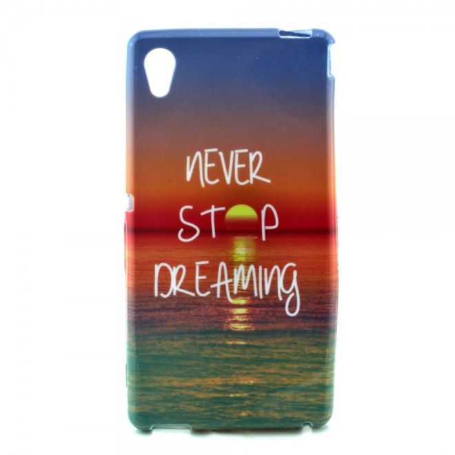 Sony Xperia M4 Aqua Elastisches, leicht glänzendes Plastik Case mit Sonnenuntergang