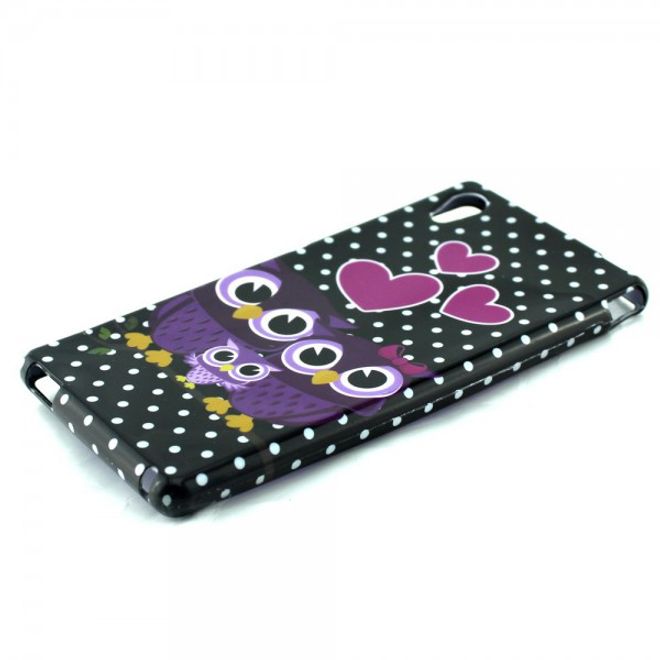Sony Xperia M4 Aqua Elastisches, leicht glänzendes Plastik Case mit süsser Eulenfamilie