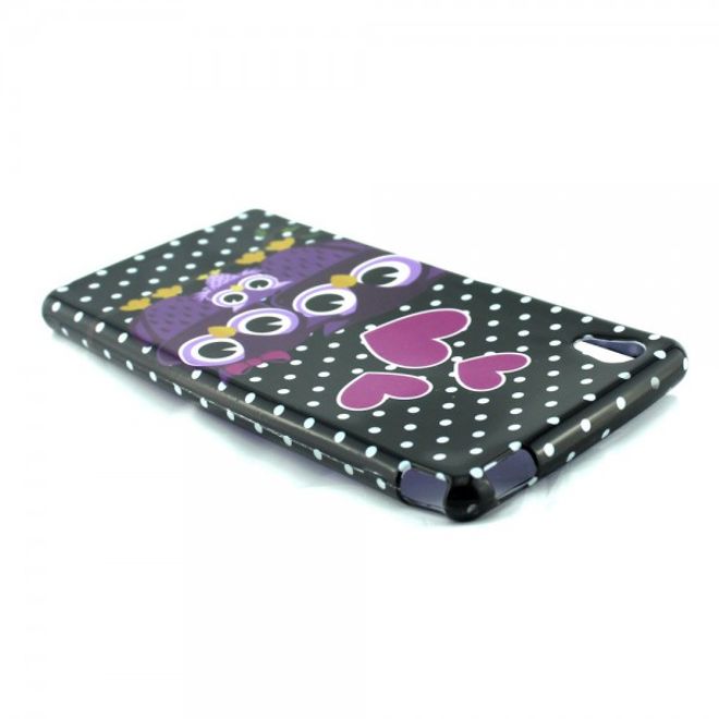 Sony Xperia M4 Aqua Elastisches, leicht glänzendes Plastik Case mit süsser Eulenfamilie