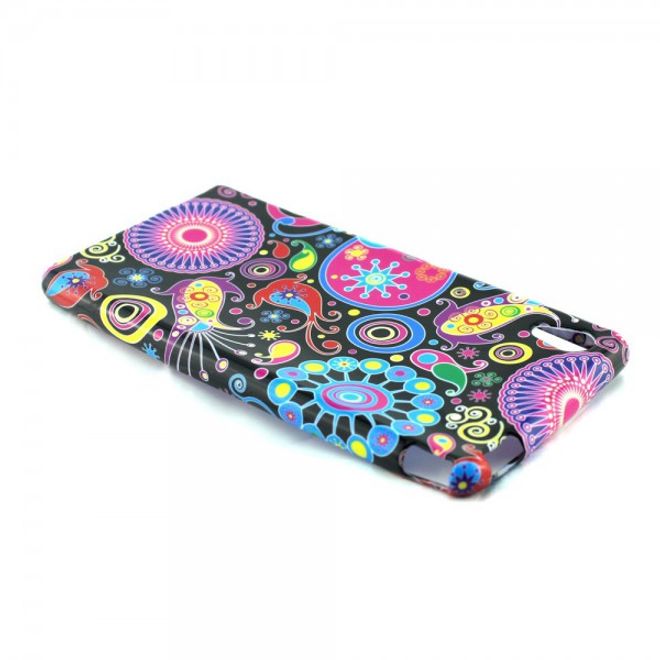 Sony Xperia M4 Aqua Elastisches, leicht glänzendes Plastik Case mit farbigem Muster - schwarz