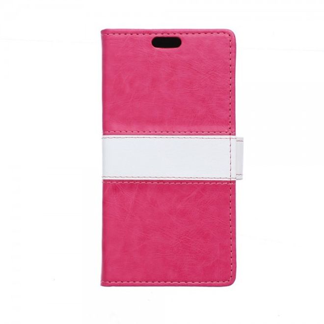 Sony Xperia M4 Aqua Zweifarbiges Leder Case mit Kreditkartenslots - rosa