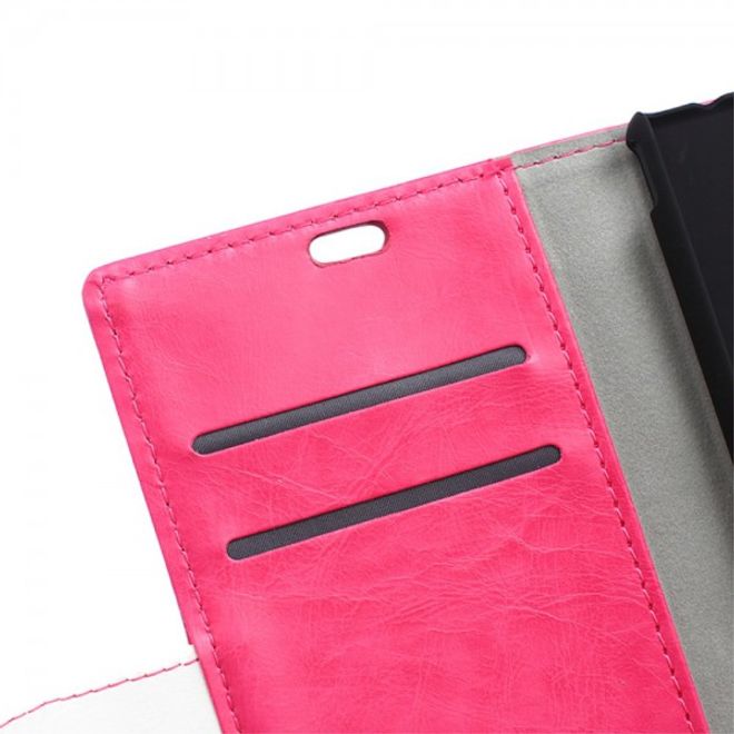 Sony Xperia M4 Aqua Zweifarbiges Leder Case mit Kreditkartenslots - rosa