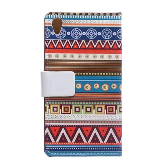Sony Xperia M4 Aqua Magnetisches Leder Case mit Stammesmuster