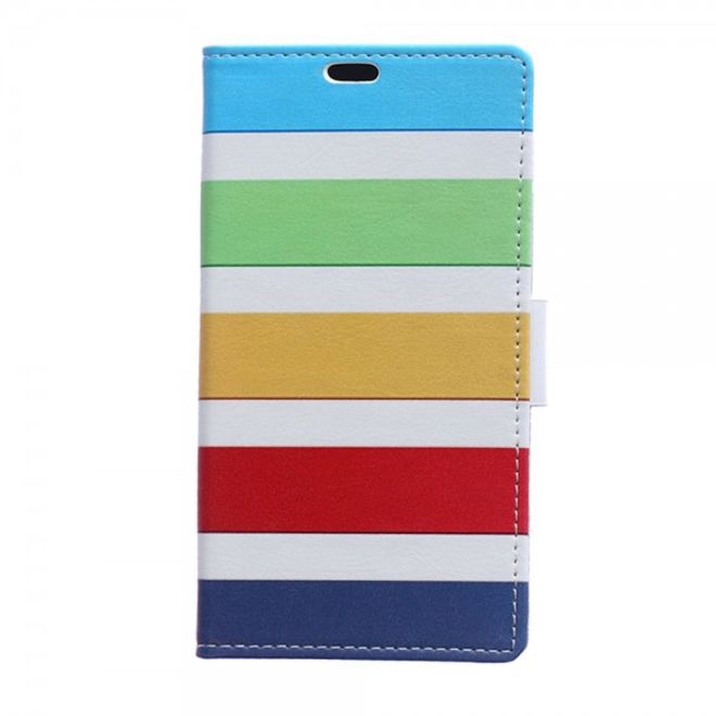 Sony Xperia M4 Aqua Magnetisches Leder Case mit farbigen Streifen