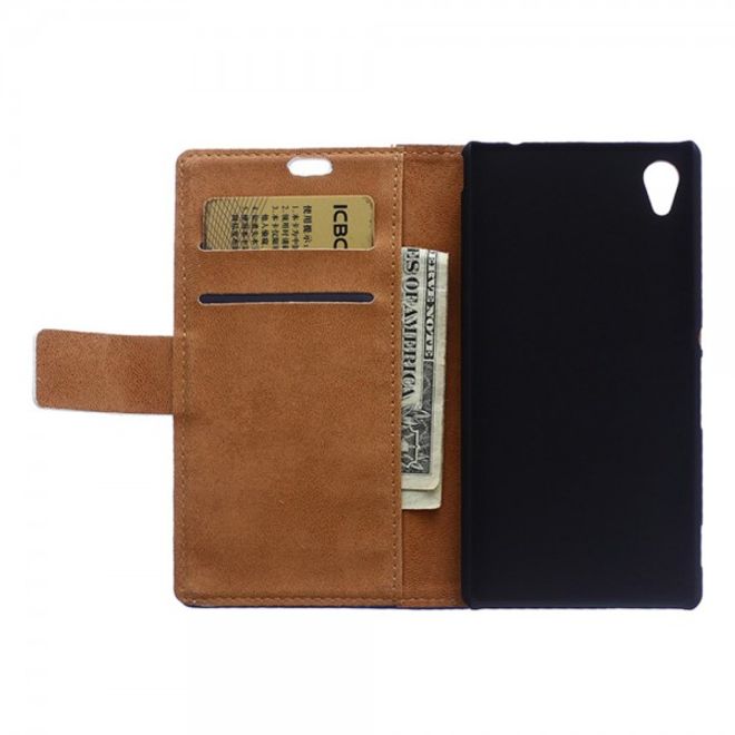 Sony Xperia M4 Aqua Magnetisches Leder Case mit farbigen Streifen