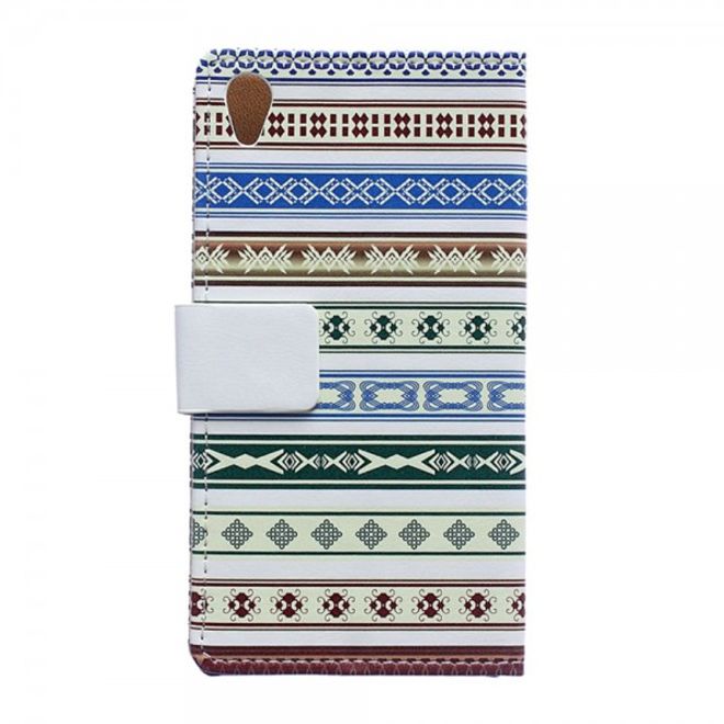 Sony Xperia M4 Aqua Magnetisches Leder Case mit geometrischem Muster