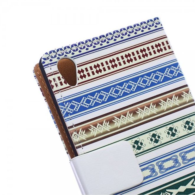 Sony Xperia M4 Aqua Magnetisches Leder Case mit geometrischem Muster