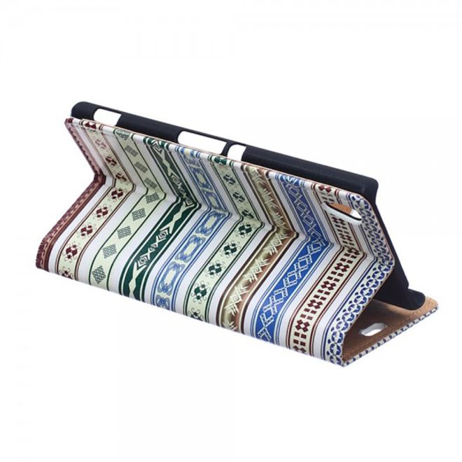 Sony Xperia M4 Aqua Magnetisches Leder Case mit geometrischem Muster