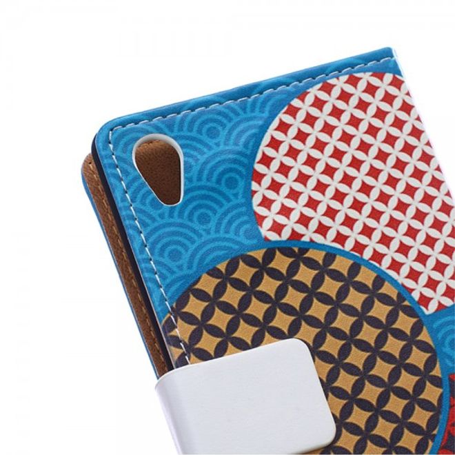 Sony Xperia M4 Aqua Magnetisches Leder Case mit überlappenden Kreisen