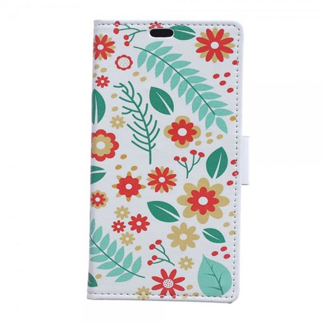 Sony Xperia M4 Aqua Magnetisches Leder Case mit kleinen Blumen und Zweigen