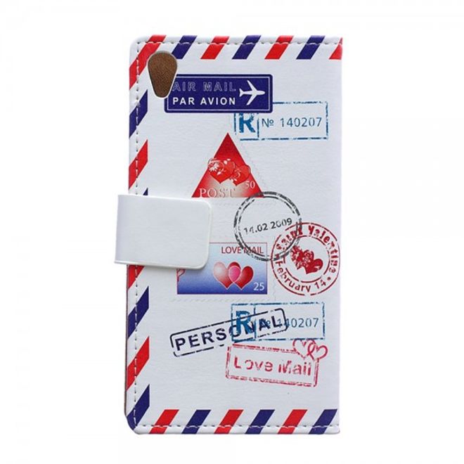 Sony Xperia M4 Aqua Magnetisches Leder Case mit Postkarte