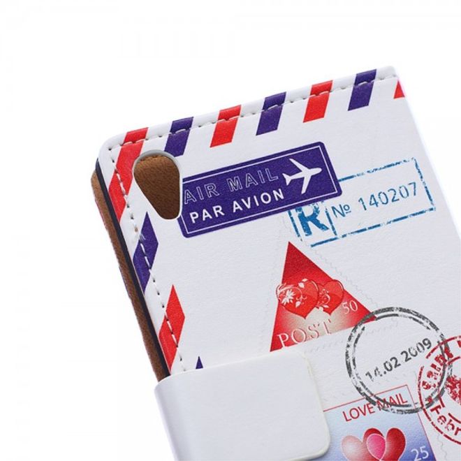 Sony Xperia M4 Aqua Magnetisches Leder Case mit Postkarte