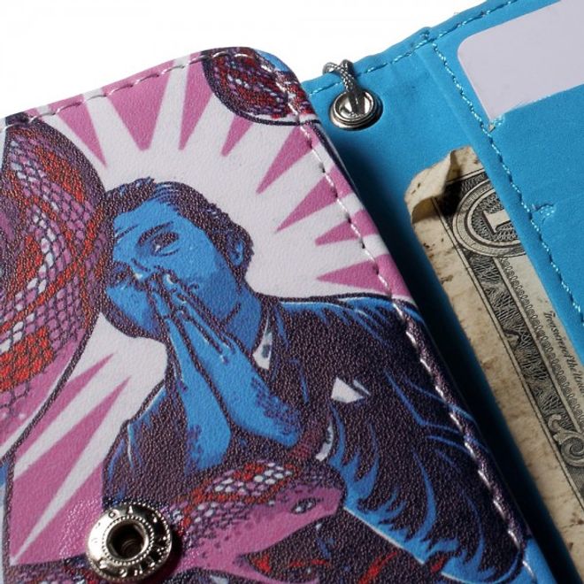 Universelles Leder Case für Smartphones bis 12.6x6.2cm mit Blume und Schlange
