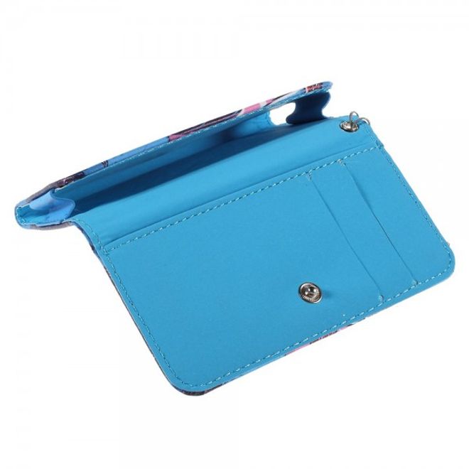 Universelles Leder Case für Smartphones bis 12.6x6.2cm mit Blume und Schlange