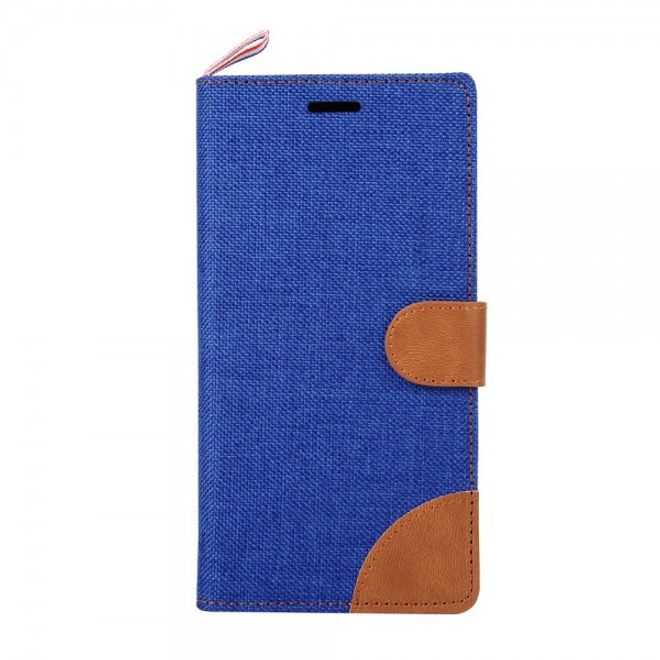 Sony Xperia M4 Aqua Leder Case im Jeans Look mit Kreditkartenslots - dunkelblau