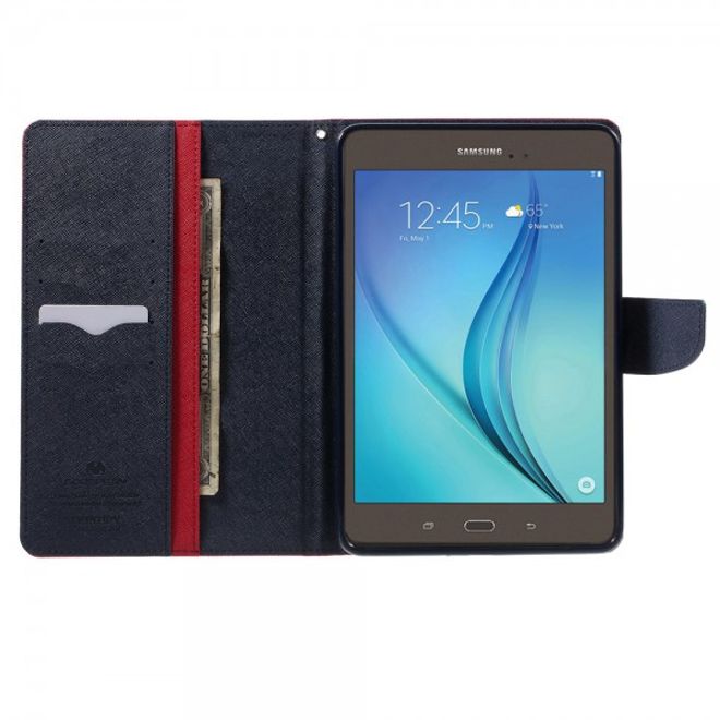 Goospery - Samsung Galaxy Tab A 8.0 (T350) Hülle - Tablet Bookcover - Fancy Diary Series - rot/navy