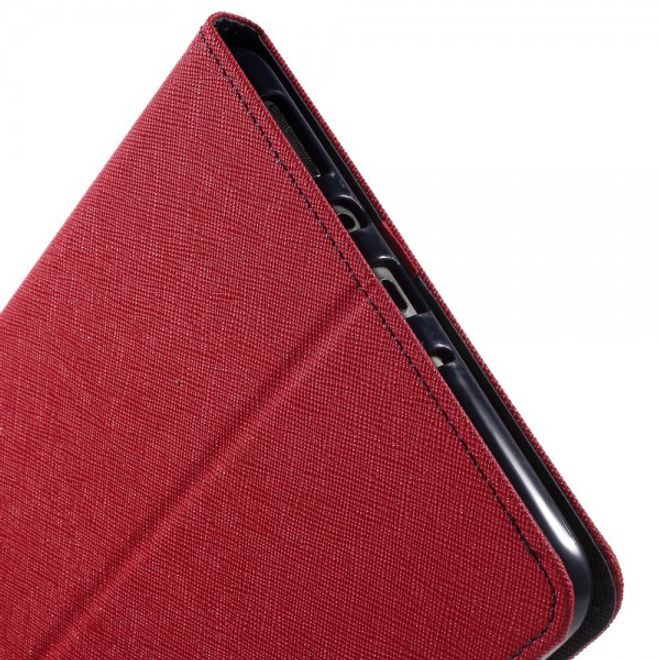 Goospery - Samsung Galaxy Tab A 8.0 (T350) Hülle - Tablet Bookcover - Fancy Diary Series - rot/navy