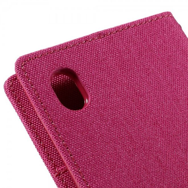 Goospery - Sony Xperia M4 Aqua Hülle - Handy Bookcover - Canvas Diary Series - pink