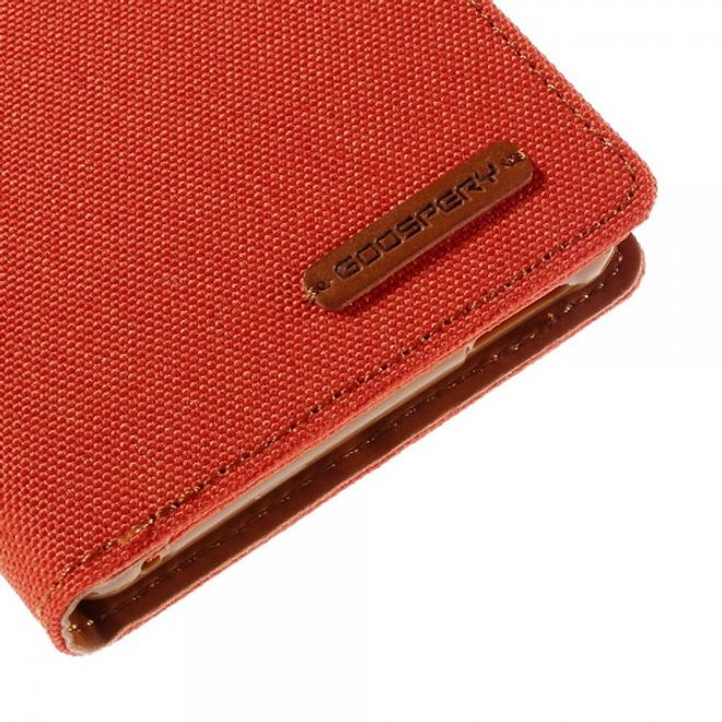 Goospery - Sony Xperia M4 Aqua Hülle - Handy Bookcover - Canvas Diary Series - orange/camel