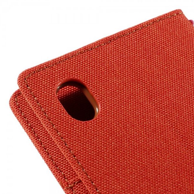 Goospery - Sony Xperia M4 Aqua Hülle - Handy Bookcover - Canvas Diary Series - orange/camel