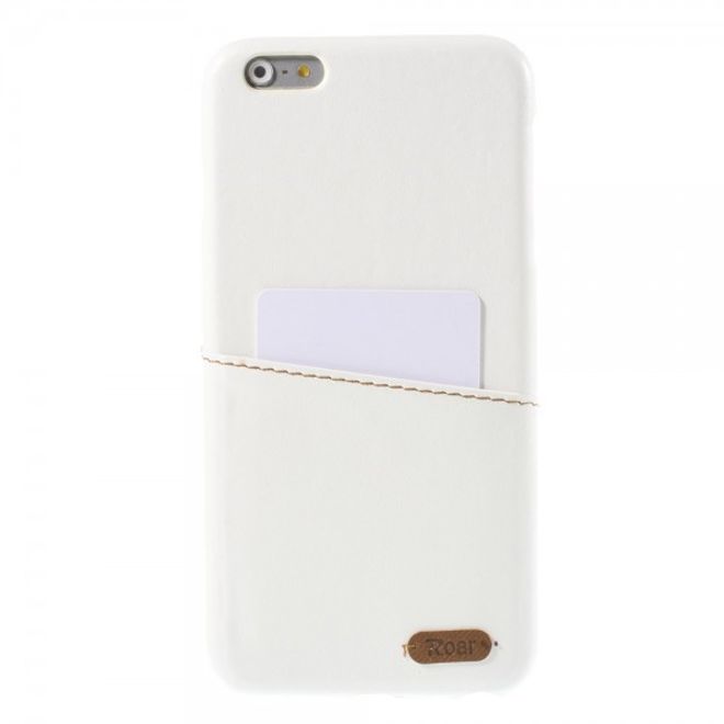 iPhone 6 Plus/6S Plus Roar Korea Hart Plastik Case mit Lederüberzug und Kreditkartenslot - weiss