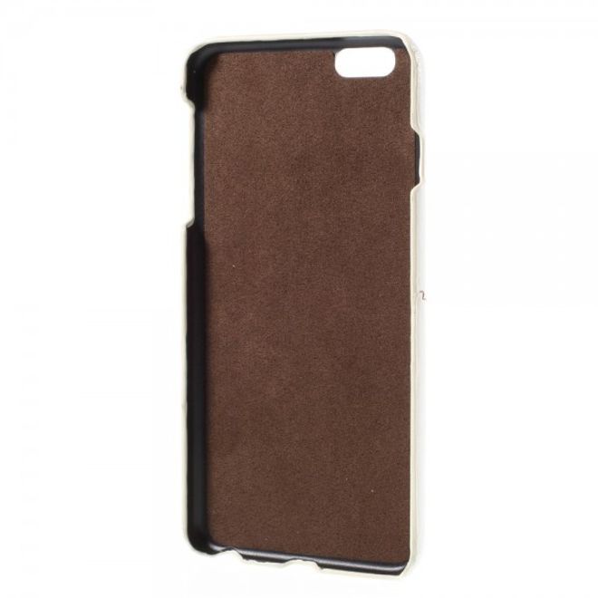 iPhone 6 Plus/6S Plus Roar Korea Hart Plastik Case mit Lederüberzug und Kreditkartenslot - weiss