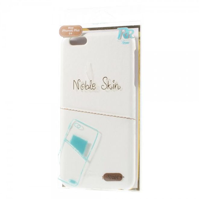 iPhone 6 Plus/6S Plus Roar Korea Hart Plastik Case mit Lederüberzug und Kreditkartenslot - weiss