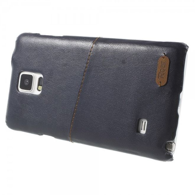 Samsung Galaxy Note 4 Roar Korea Hart Plastik Case mit Lederüberzug und Kreditkartenslot - schwarz