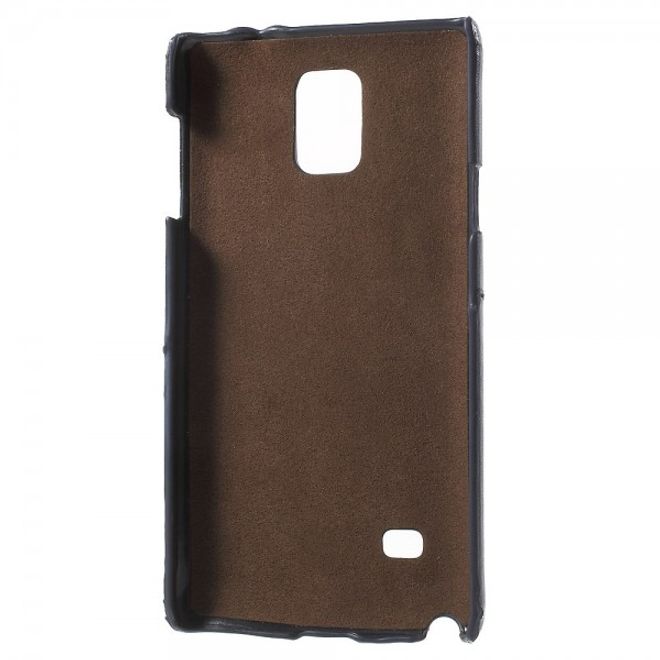 Samsung Galaxy Note 4 Roar Korea Hart Plastik Case mit Lederüberzug und Kreditkartenslot - schwarz