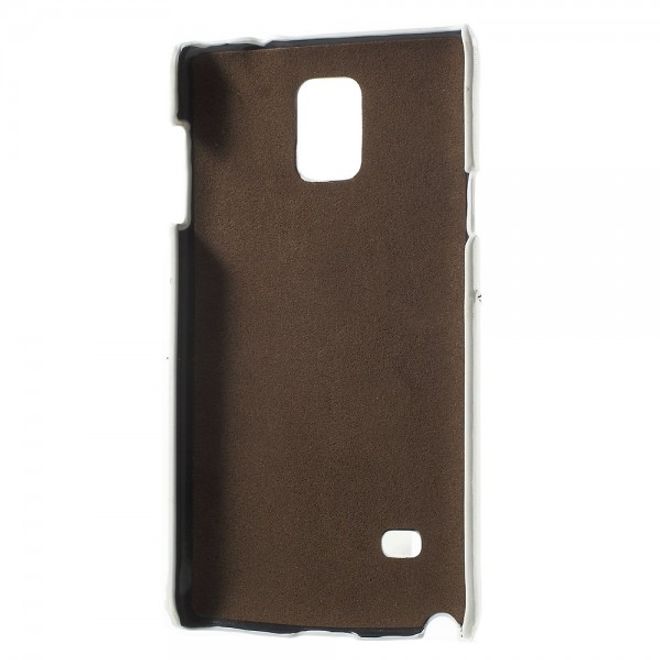 Samsung Galaxy Note 4 Roar Korea Hart Plastik Case mit Lederüberzug und Kreditkartenslot - weiss