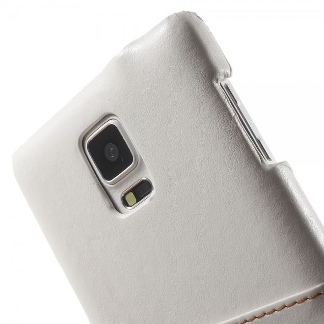 Samsung Galaxy Note 4 Roar Korea Hart Plastik Case mit Lederüberzug und Kreditkartenslot - weiss