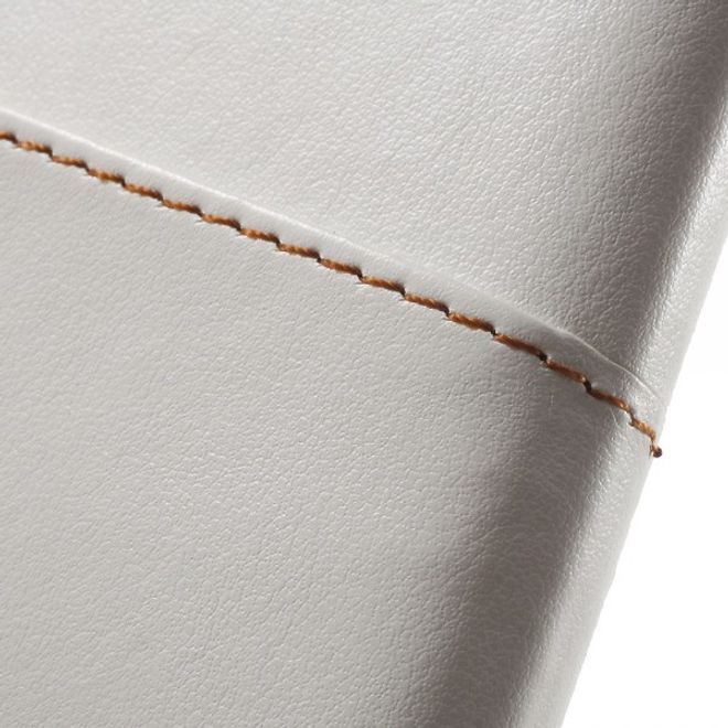 Samsung Galaxy Note 4 Roar Korea Hart Plastik Case mit Lederüberzug und Kreditkartenslot - weiss