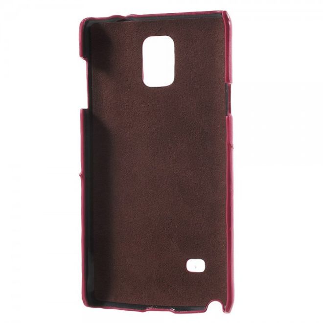 Samsung Galaxy Note 4 Roar Korea Hart Plastik Case mit Lederüberzug und Kreditkartenslot - rosa