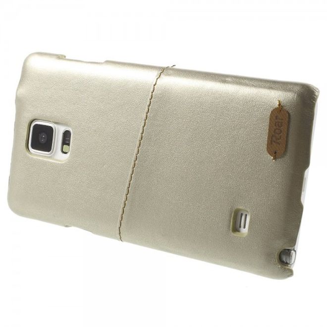 Samsung Galaxy Note 4 Roar Korea Hart Plastik Case mit Lederüberzug und Kreditkartenslot - champagnerfarben