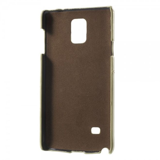 Samsung Galaxy Note 4 Roar Korea Hart Plastik Case mit Lederüberzug und Kreditkartenslot - champagnerfarben